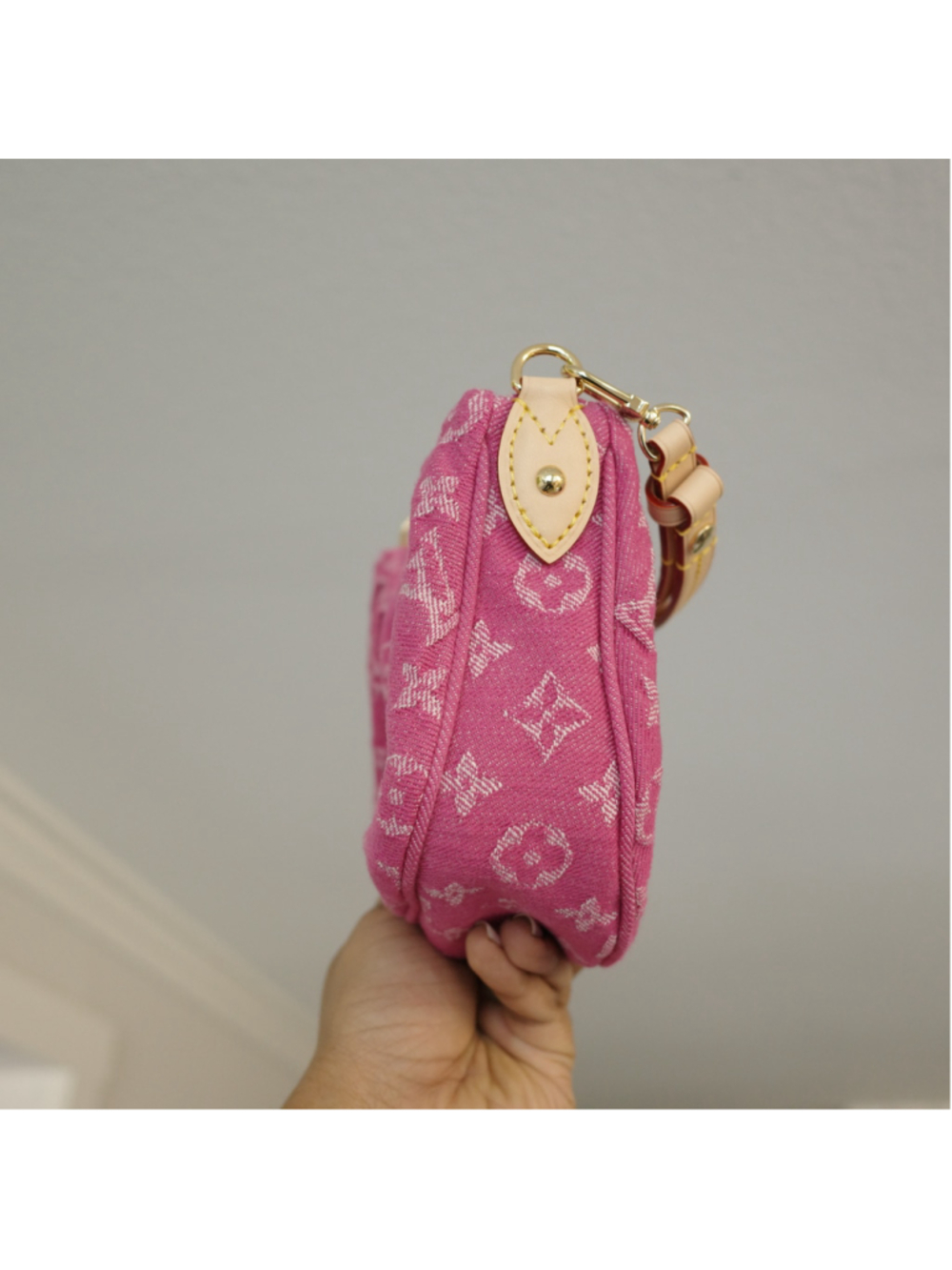Louis Vuitton Pochette Valley Pink Fuschia Denim EXCELLENT - Picture 11 of 16